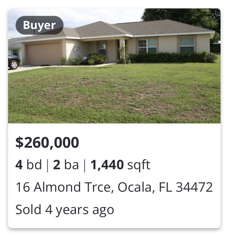 Previously closed residential transaction in 16 Almond Trce, Ocala, FL 34472