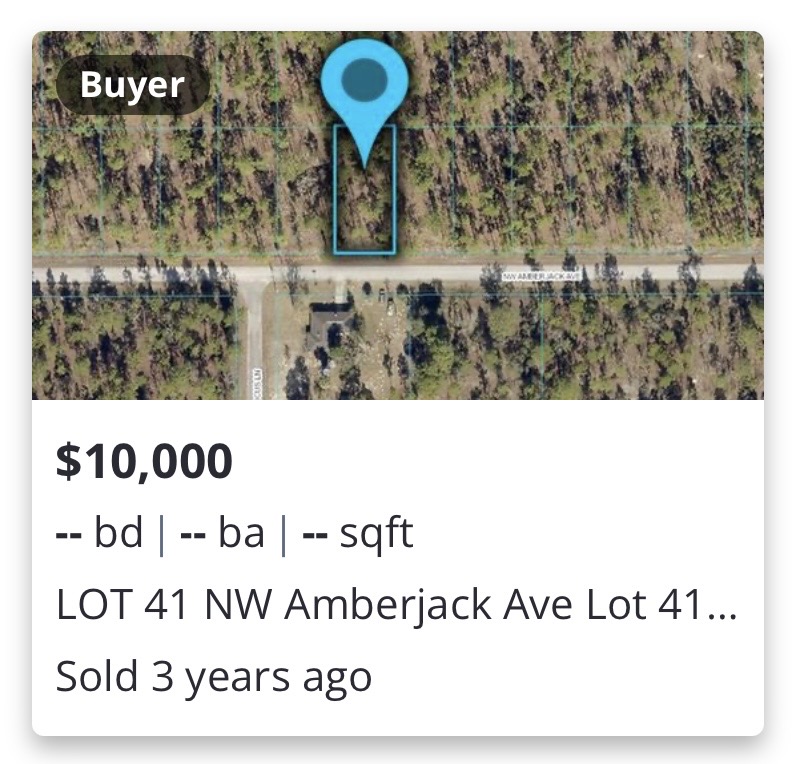 Previously closed land transaction in NW Amberjack Ave Lot 41, Dunnellon, FL