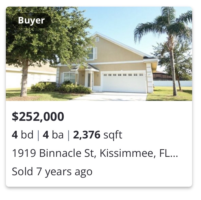 Previously closed residential transaction in 1919 Binnacle St, Kissimmee, FL