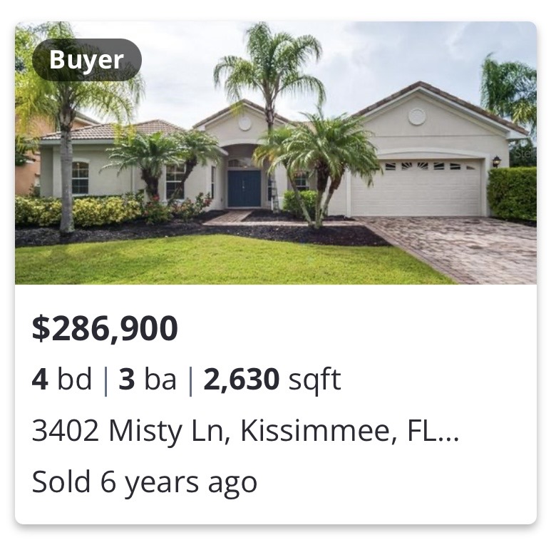 Previously closed residential transaction in 3402 Misty Ln, Kissimmee, FL
