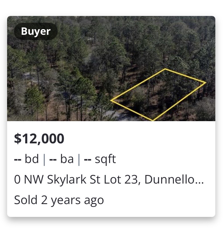 Previously closed land transaction in NW Skylark St Lot 23, Dunnellon, FL